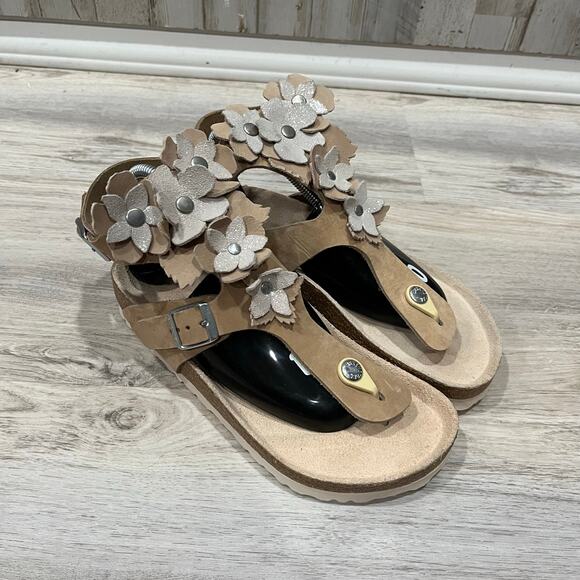 NWOB Birkenstock Gizeh High Leather Floral Flower Ankle Strap EU 36 Women’s 5 - Picture 1 of 5